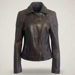Black Rivet Dark Brown Leather Jacket
